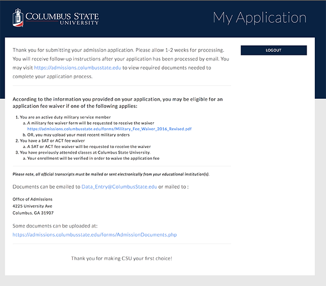 Submission Screen